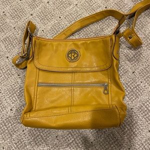 Mustard Yellow faux suede crossbody purse